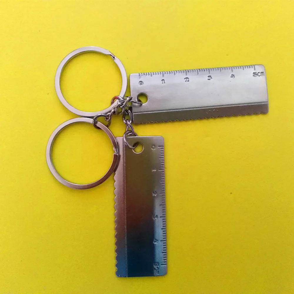 

100 Pcs Mini tool keychains ruler keychain metal keychain zinc alloy key ring tool keyring creative keychain keyfob men's gift