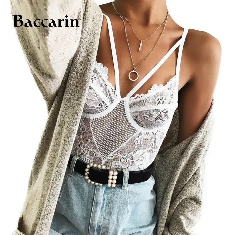 Женское Кружевное боди с цветочным принтом белое/черное облегающее комбинезон