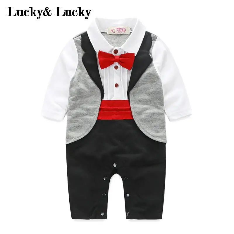 PureMilk newborn jumpsuit genlteman baby clothes with tie wedding |