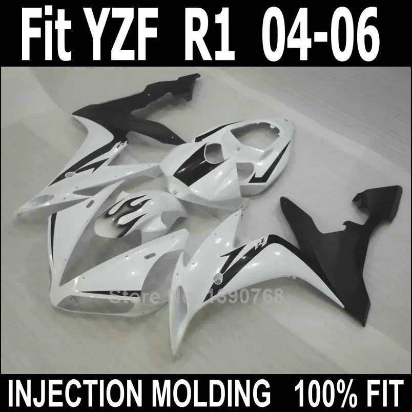 Комплект обтекателей для мотоцикла YAMAHA YZF R1 2004 2005 2006 белый черный корпус