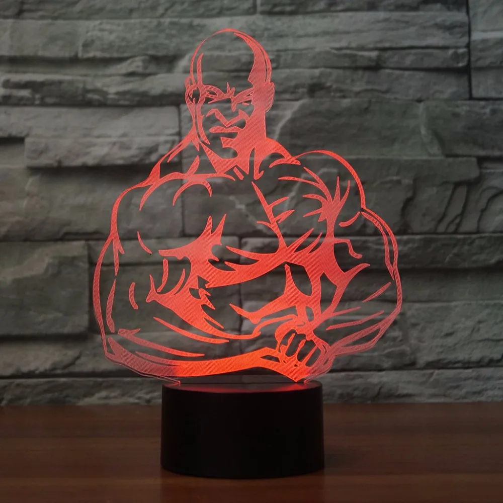 Настольная лампа для бодибилдинга 3D светодиодный светильник 7 цветов меняющий