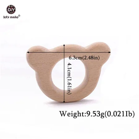 bear Let's Make/1 шт. Прорезыватель для зубов, деревянные кольца в виде животных, единорог, камера, ежик, деревянный Прорезыватель для зубов, кулоны для кормления, игрушки для прорезывания зубов - Цвет: bear
