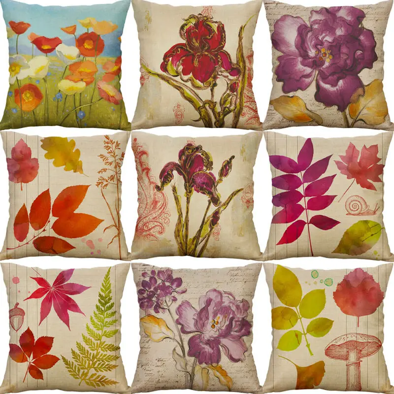 Цветочный домашний декор наволочка из хлопка и льна с принтом 18 дюймов для