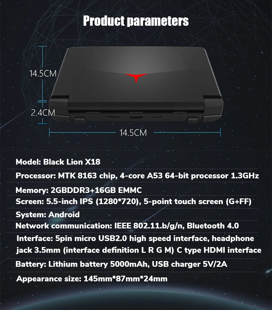 Портативная игровая консоль Powkiddy X18 на Android экран 5 дюйма 1280*720 четырехъядерный