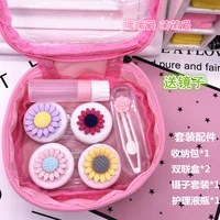 liusventina hot sale diy resin cute colorful flower combo contact lens case bag container for color lenses gift for girls