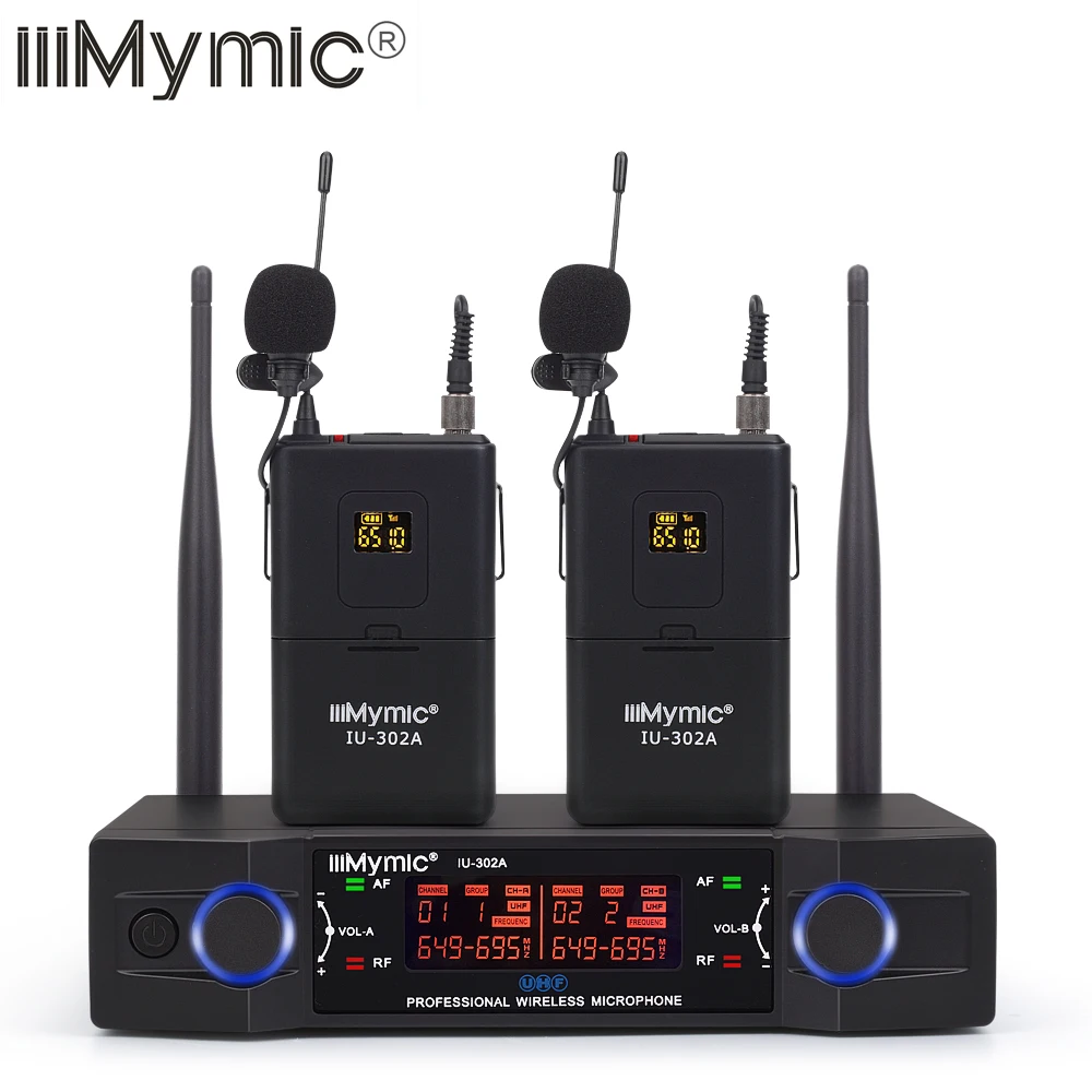 IU-302A профессиональный УВЧ 600-700 МГц Двухканальный(на одной частоте) 2 поясной+ 2 С лацканами+ 2 гарнитура Беспроводной микрофон Системы