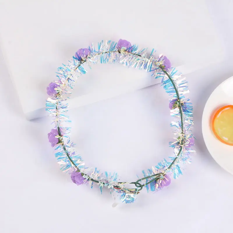 LED Light Flower Headdress Twinkle Crown Garland Wreath Headband Night Party Banquet birthday wedding|Сверкающие товары для