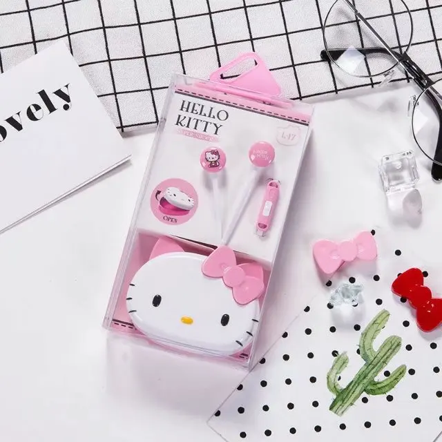 Милые розовые 3,5 мм стерео наушники-вкладыши hello kitty с микрофоном для телефонов с коробкой для хранения