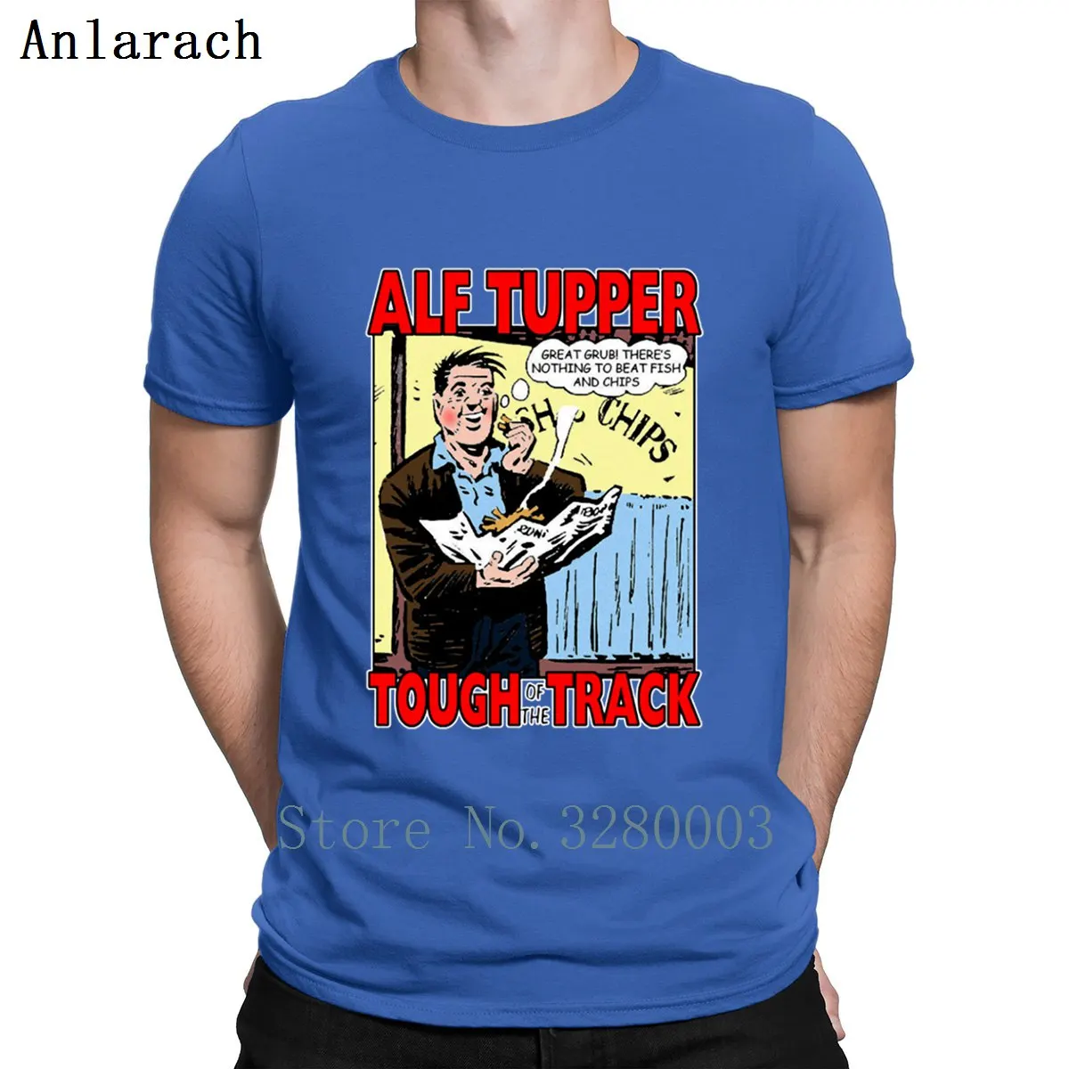 Alf Tupper Tougher Of The Track Comic Fish Chips Футболка против морщин Летний стиль Обычная S-3xl