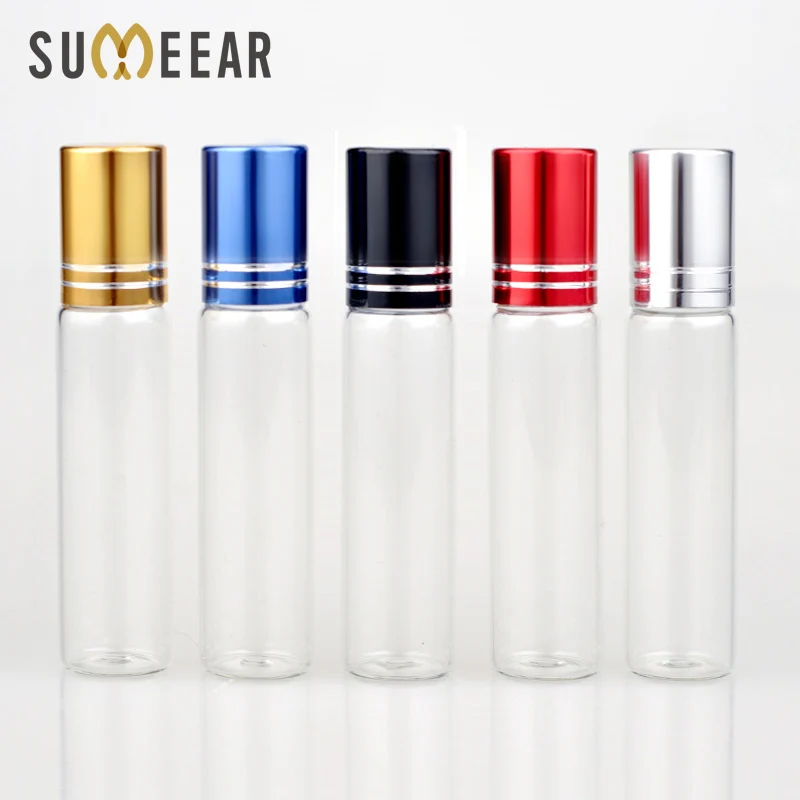 Wholesale 10ml Essential Oil Bottle Glass Roll on Perfume Bottle For Essential Oils Empty Cosmetic Case With Steel Beads Rollor