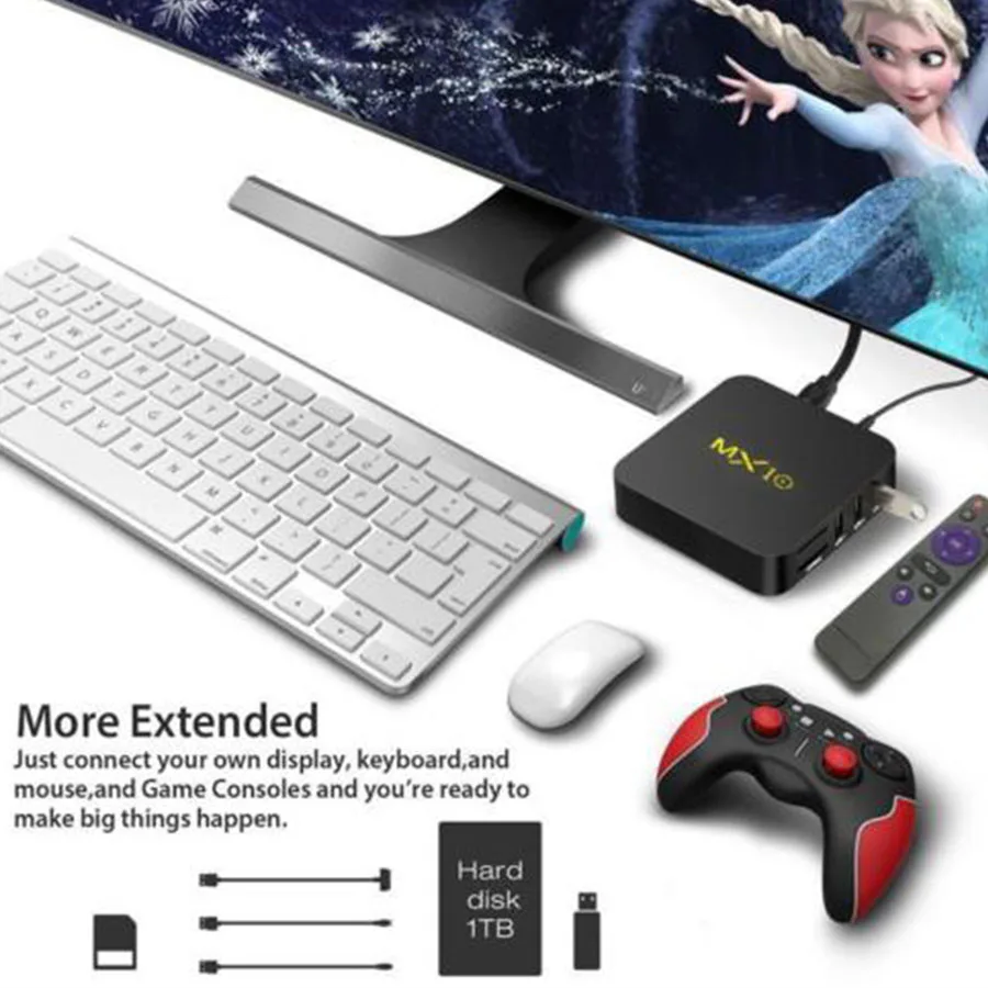 Android 7 1 ТВ коробка 4G 32G RK3328 Octa Core Smart Декодер каналов кабельного телевидения MX10 4 K
