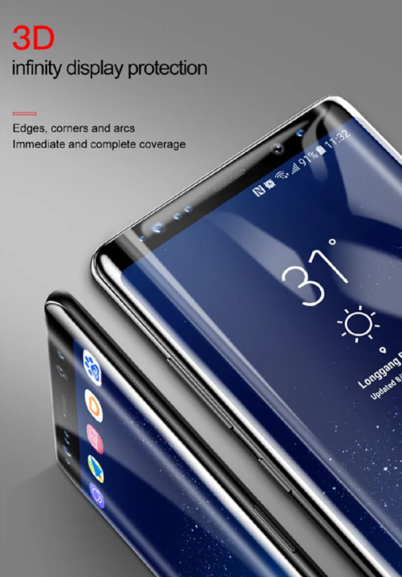 Baseus закаленное стекло для samsung Galaxy Note 8 Премиум 3D Arc протектор экрана для Galaxy Note 8 полная защитная стеклянная пленка