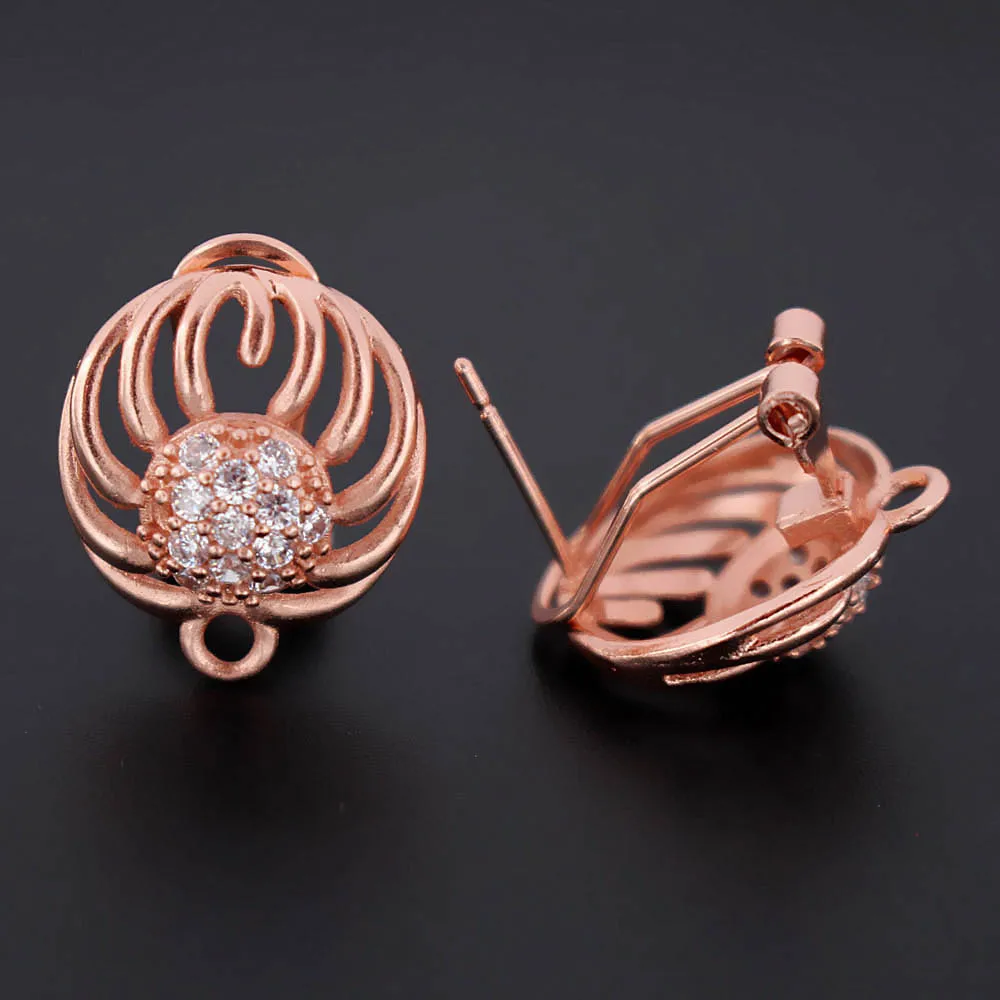 Серьги с зажимом на задней части петлей микро проложенный Циркон CZ филигранные