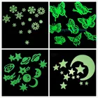 Флуоресцентные наклейки снежинкаЛуна ЗвездабабочкаВселенная Планета Звезда светящаяся в темноте светящаяся паста потолочное украшение YYY WYQ