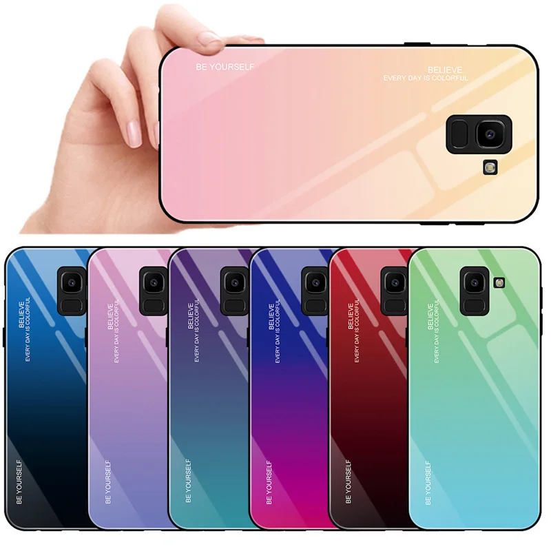 1 шт Для samsung Galaxy J4 Plus J6 Plus анти-чехол от царапин мягкий край закаленное стекло твердая задняя крышка для Galaxy A6 Plus A8 Plus