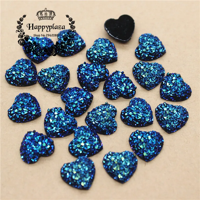 100 шт. 12 мм черный абразивный камень поверхность сердца полимерный кабошон с