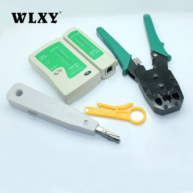 Сетевой тестер кабеля Ethernet RJ45 комплект Кримпер обжимной инструмент удар