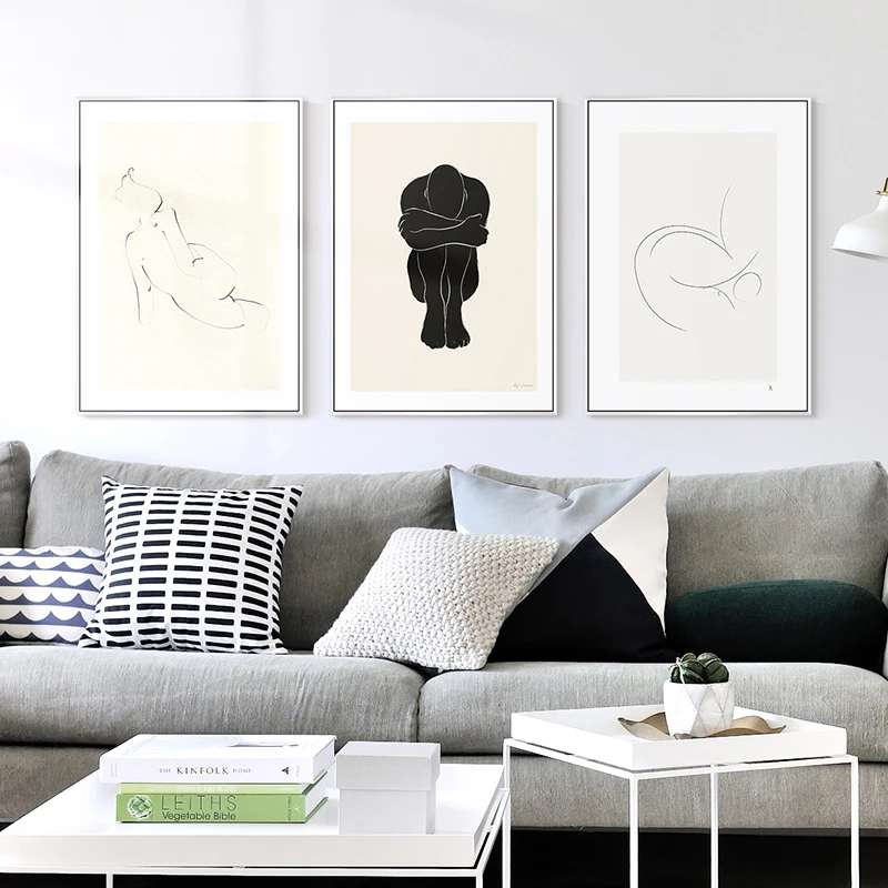 Современное украшение холст живопись черный белый постер и печать гостиная