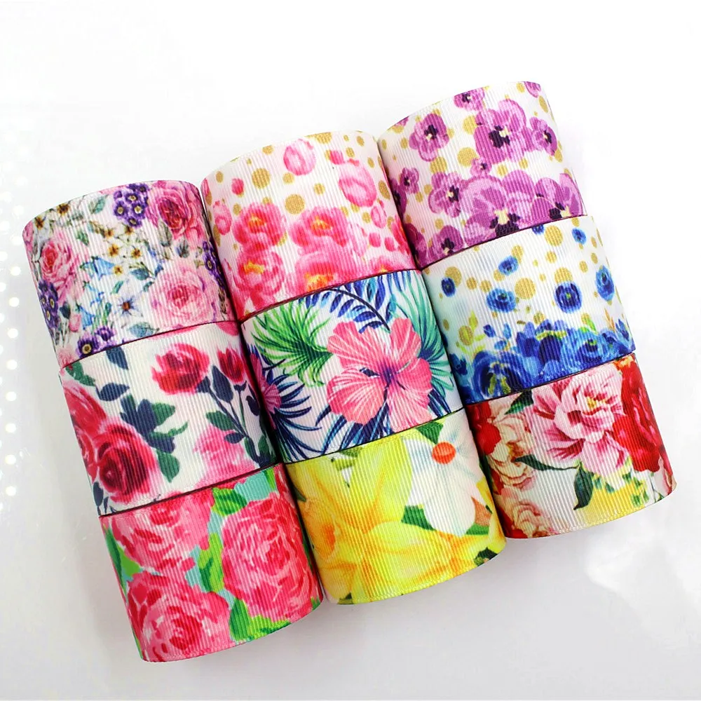

DHL Free shipping 1-1/2" Flower Floral Printed Grosgrain Ribbon Gift Wrap Decoration Tape DIY Garment Accessories