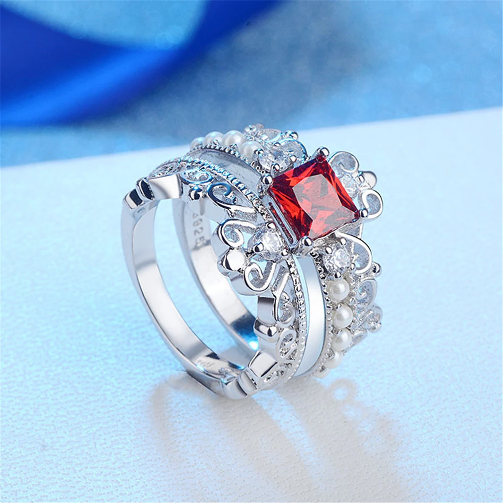 R019 2 шт./компл. тонкий красный камень Хрустальная корона дизайн Роскошные полым из