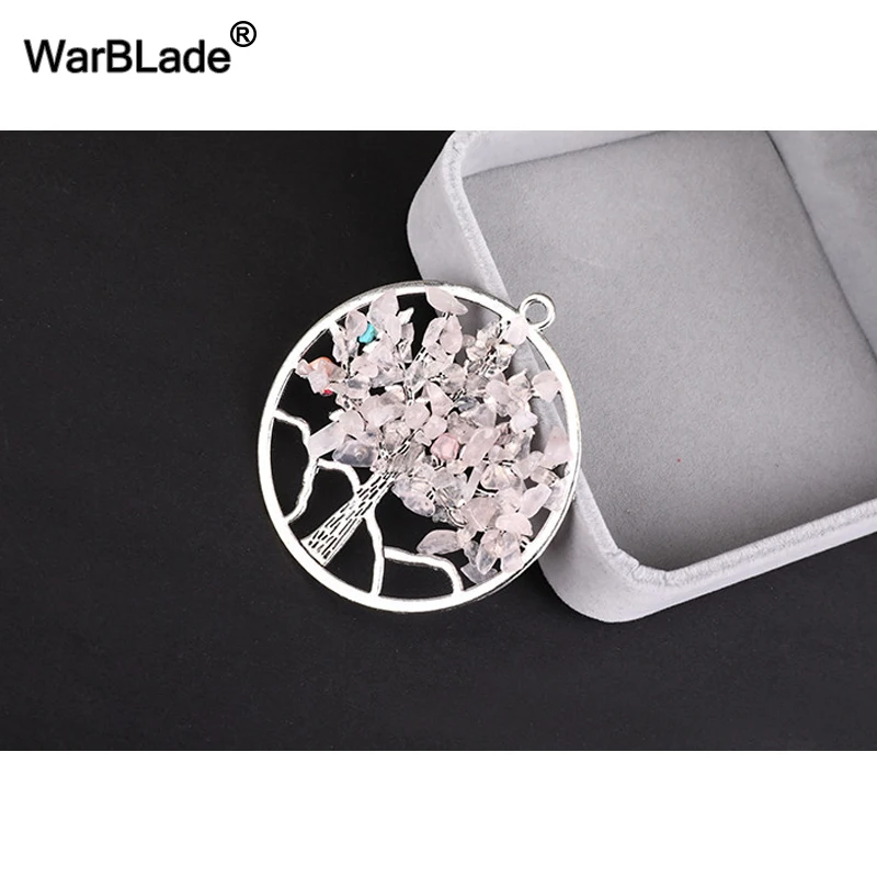 WarBLade 13 видов цветов Радуга 7 Чакра Древо жизни Подвески ожерелье s натуральный камень кристалл мудрости ожерелье в виде дерева жизни для женщин подарок