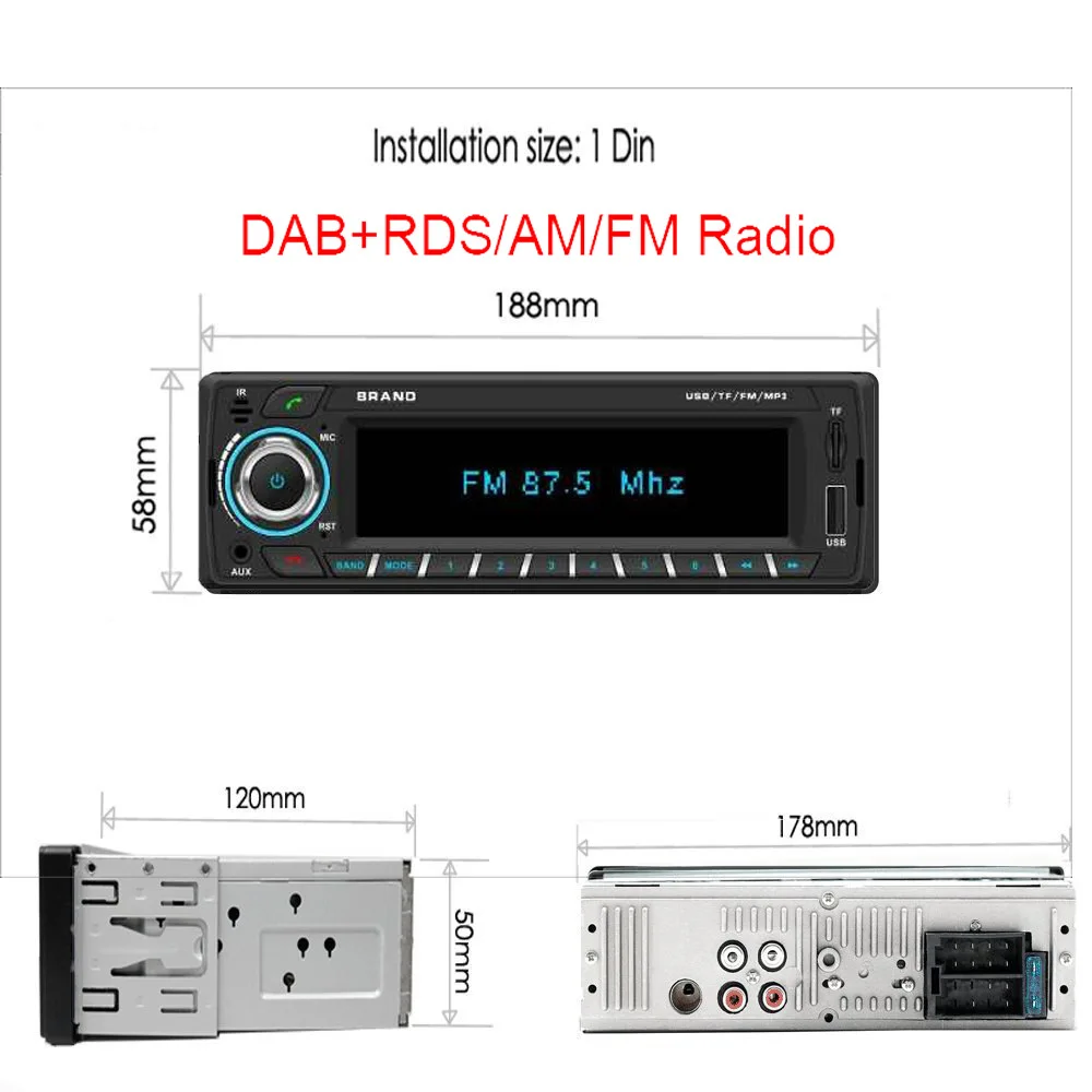 12 В Bluetooth Авторадио DAB + приемник 1 Din автомобильное радио стерео Поддержка AM FM RDS USB