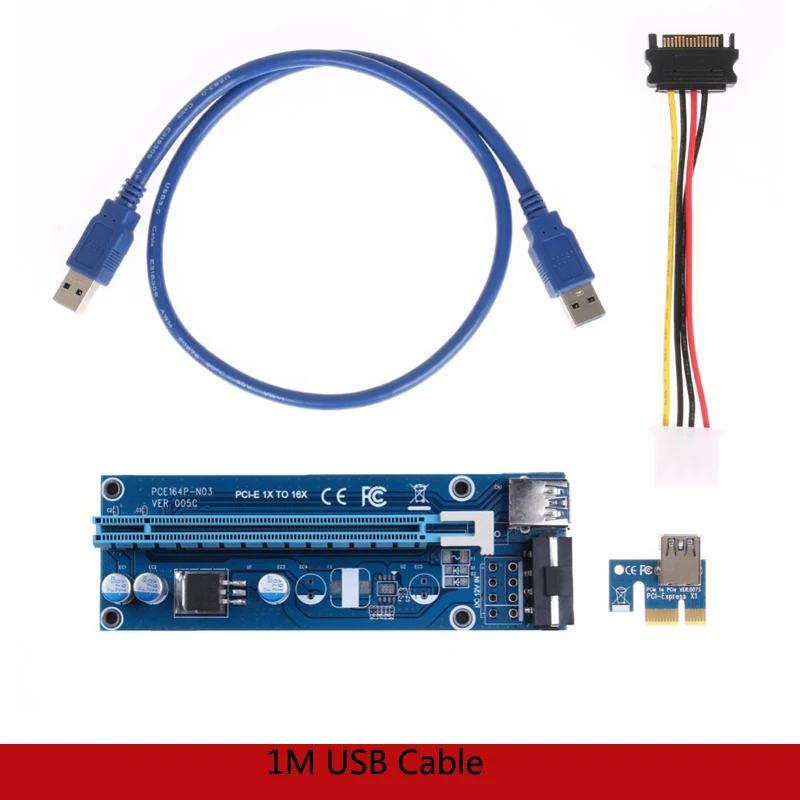 Для майнинга BTC Райзер карта PCI E 1x до 16x USB 3 0 SATA 15pin на 4Pin IDE Molex питания 100 см|ide molex|1x to