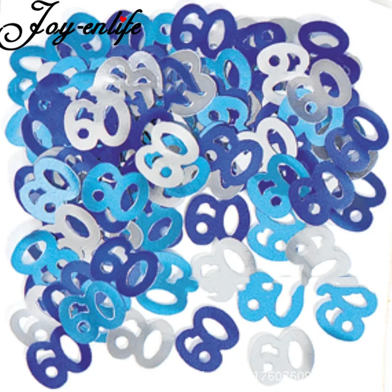 1 пакет Голубая металлическая вспышка Свадебное счастливое день рождения праздничное число конфетти декор стола Событие дня рождения и вечеринки.