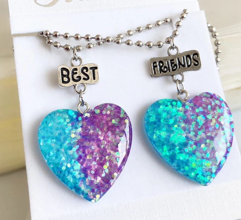 1 комплект (2 шт.) имитация сердца Ожерелье Лучшие друзья BFF дружба детское