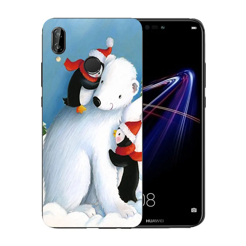 for Huawei P20 Lite Anti-knock Back Cover 5.84 inch nova 3e Merry X'MAS Pattern Slim Full Protection Case P20Lite |