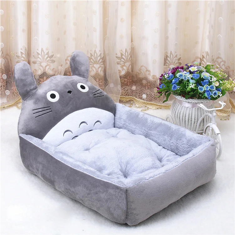 Хлопок теплый мягкий Тоторо hello kitty кровать для собаки для большой собаки кошки кровати домашние товары для домашних животных спальное постельное белье Подушка осень зима - Цвет: Gray Totoro