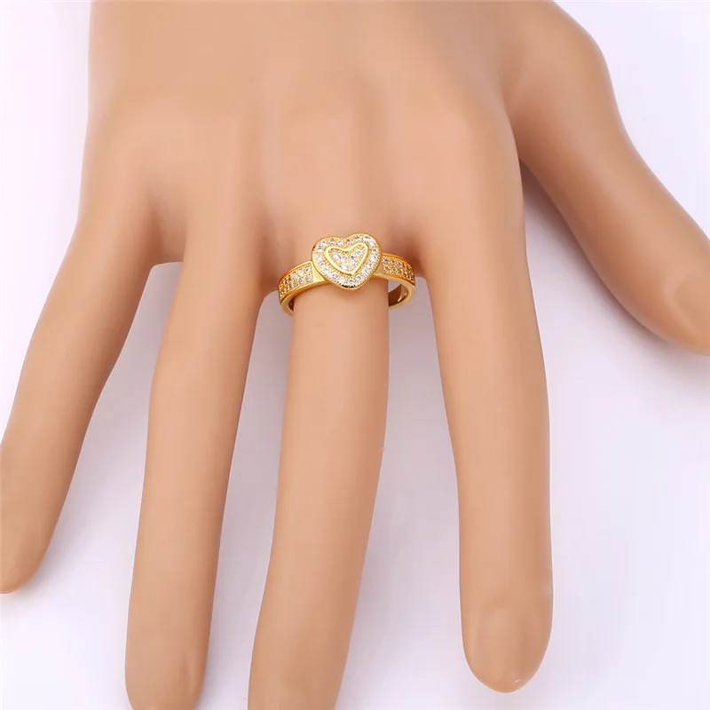 Kpop кольцо с кристаллами для любви двумя сердечками желтого золота трендовые