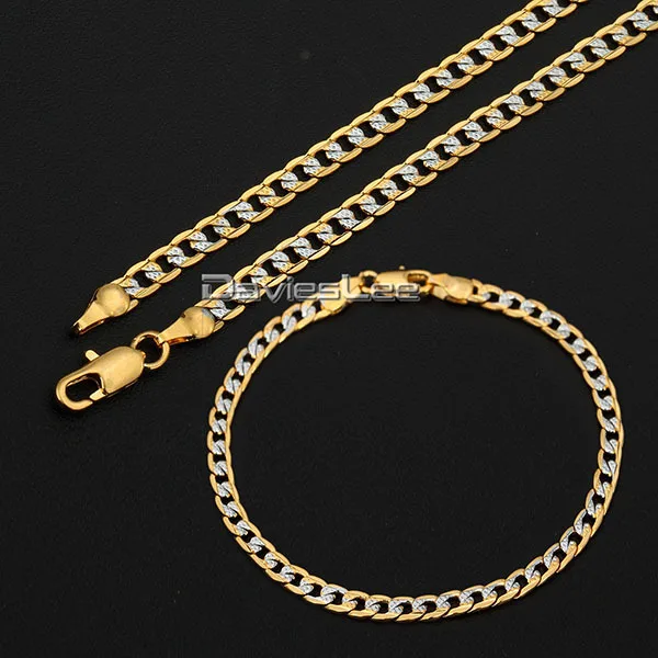 Мужская и женская цепочка 18 36 дюймов/4 мм жёлтое розовое золото|jewelry sets|necklace