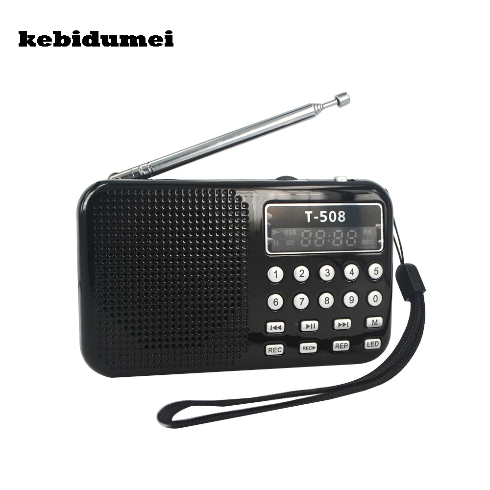 Kebidumei Mini T508 внутренний Магнитный светодиодный стерео FM радиоприемник USB TF карта