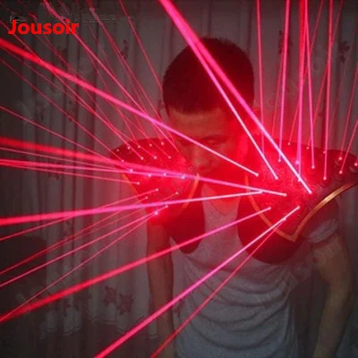 Новый дизайн красная лазерная человек световой до плеча Laserman Танец костюм для