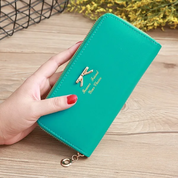 Green Wallet Женский Длинный клатч, кошельки для женщин, Новая мода из искусственной кожи монета с изображением завязанного банта, сумка, кошелек, кошельки для телефона, простой милый женский кошелек с отделением для карт - Цвет: Green Wallet