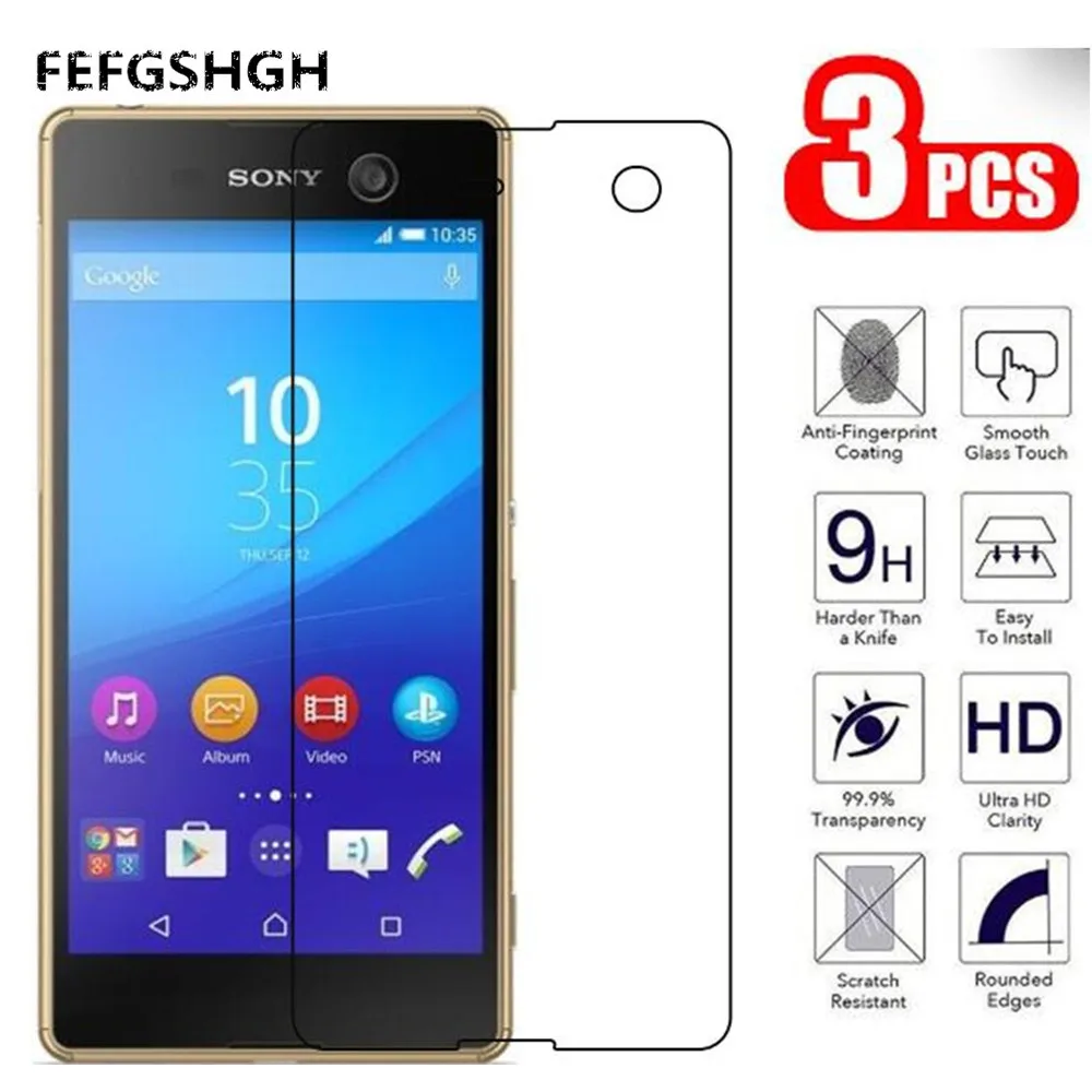 Защитное стекло закаленное 9H для Sony Xperia M5 E5606 Lte E5643 E5633 E5603 E5653|Защитные стёкла и
