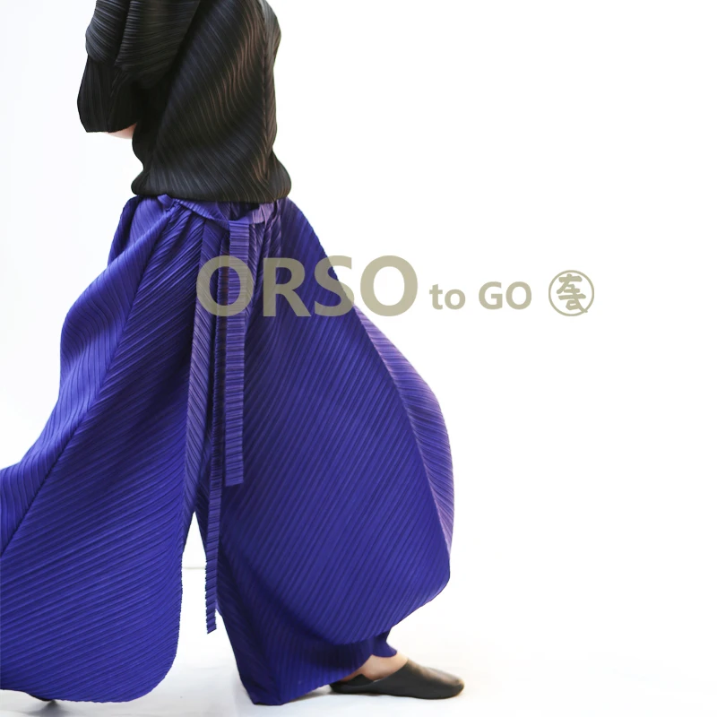 Blue Changpleat новые женские брюки с широкими штанинами Miyak плиссированный дизайн модные летние женские брюки с эластичной талией Большие размеры брюки P789 - Цвет: Blue