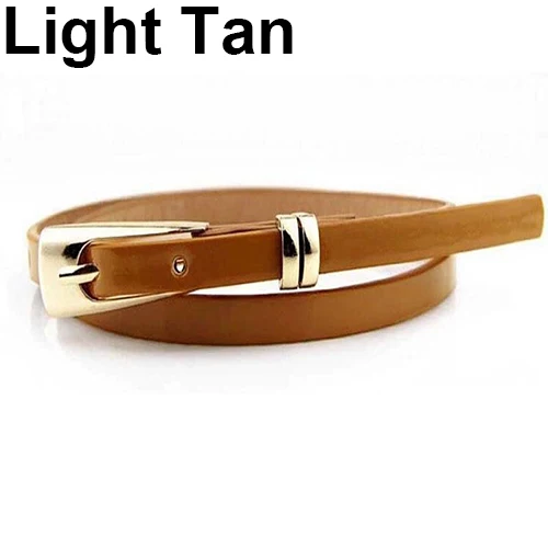 Light Tan Ремни для женщин модные яркие цвета Пряжка из искусственной кожи тонкий пояс - Цвет: Light Tan