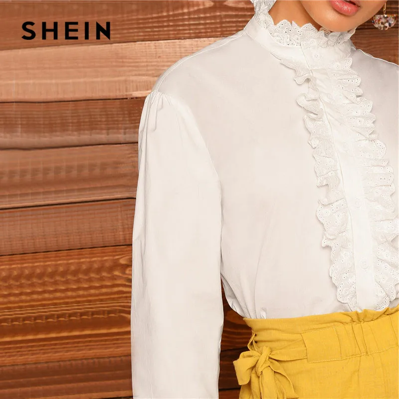 SHEIN Нарядная Блузка С Оборками, Женская Блузка С Рюшами И Длинными Рукавами