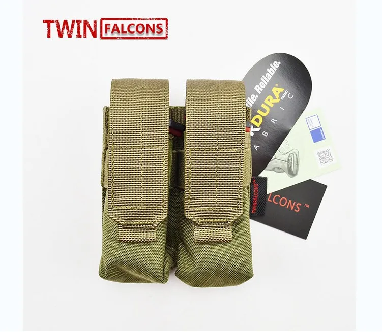 MOLLE 9 мм пистолет двойной подсумок для магазинов CORDURA Модульная Боевая Охота Кемпинг Альпинизм Тактический поход TW-M006 - Цвет: Ranger Green