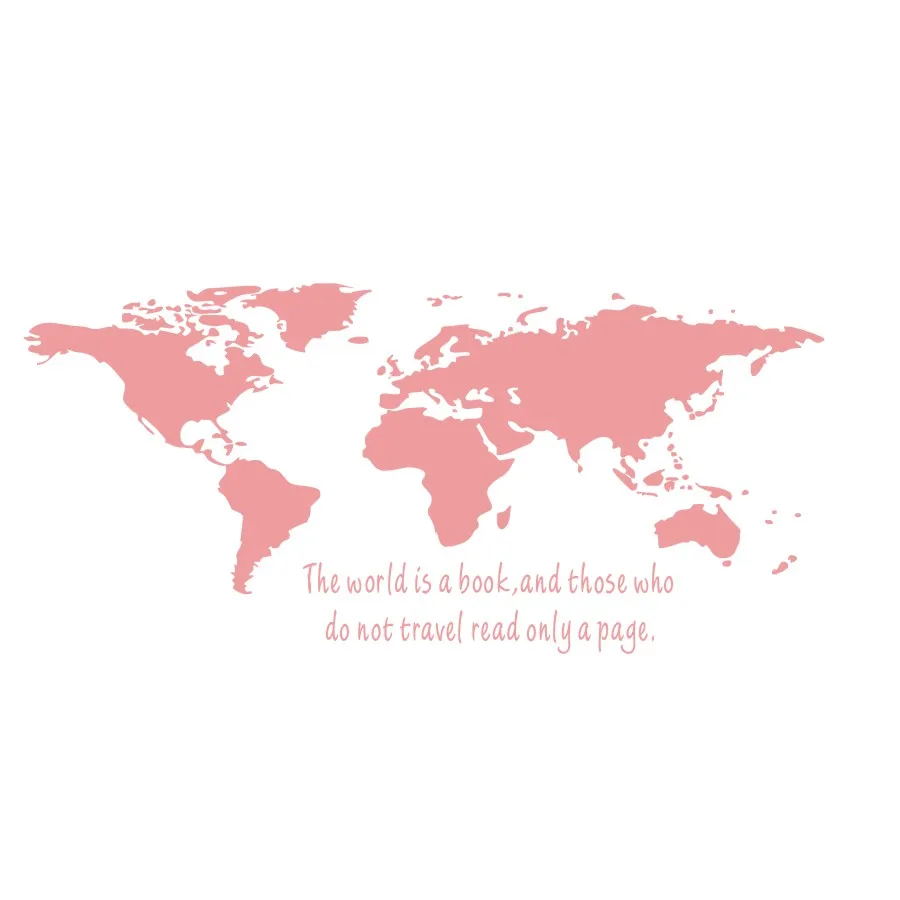 Розовый Большой размер, виниловые наклейки s The World Is A Book World, Карта мира, настенные Стикеры, для спальни, Diy, настенные художественные наклейки, Современный домашний декор - Цвет: Розовый