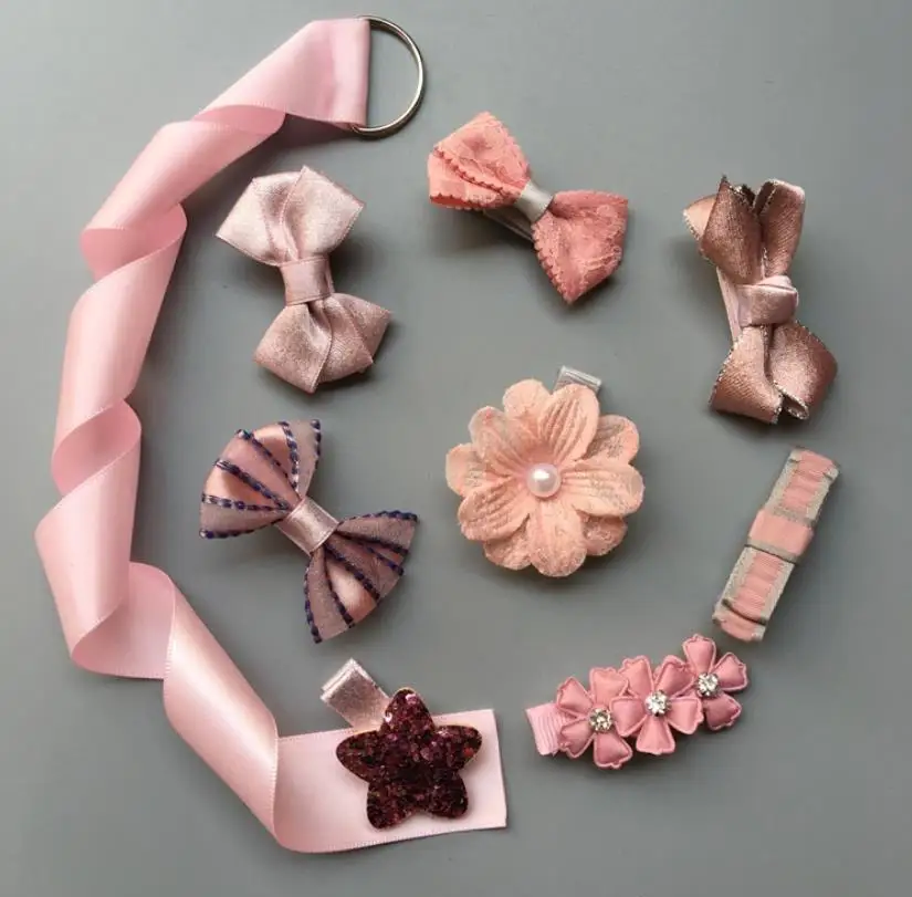 3 Elegance Girls princess Hair Accessories kids crown flower hair clips barrette hairpin headwear 8pcs clip+1 storage band TZ21 - Цвет: 3
