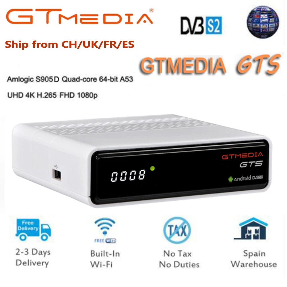 Cccam IP tv Freesat GTmedia GTS Android 6,0 Smart tv BOX Amlogic S905D Combo DVB-S2 спутниковый ресивер 2G/8 GB BT4.0 телеприставка