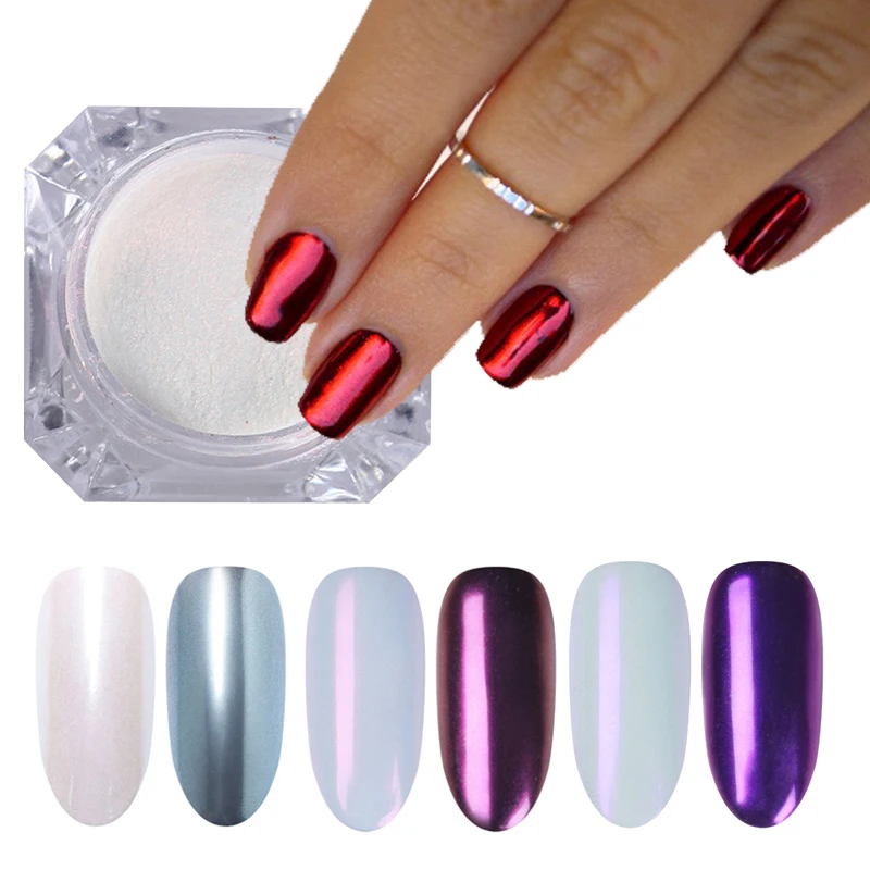 Набор зеркальных пудр для дизайна ногтей 3 коробки хромированный пигмент