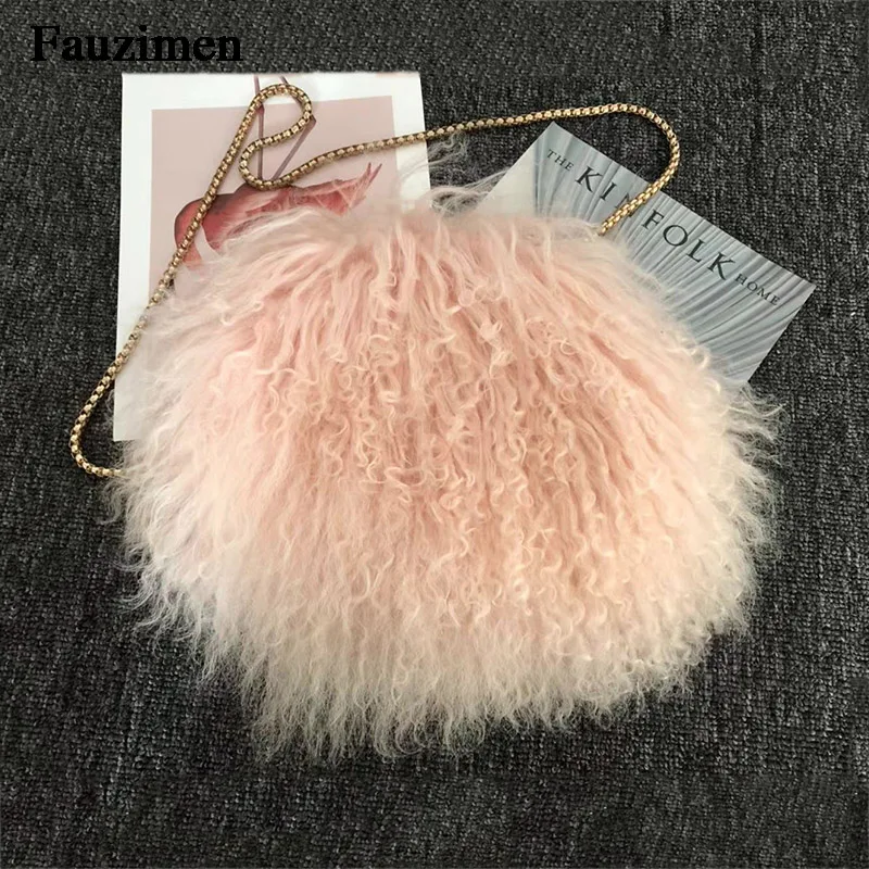 Женская сумка-клатч из натурального меха роскошная дизайнерская вечерняя сумка