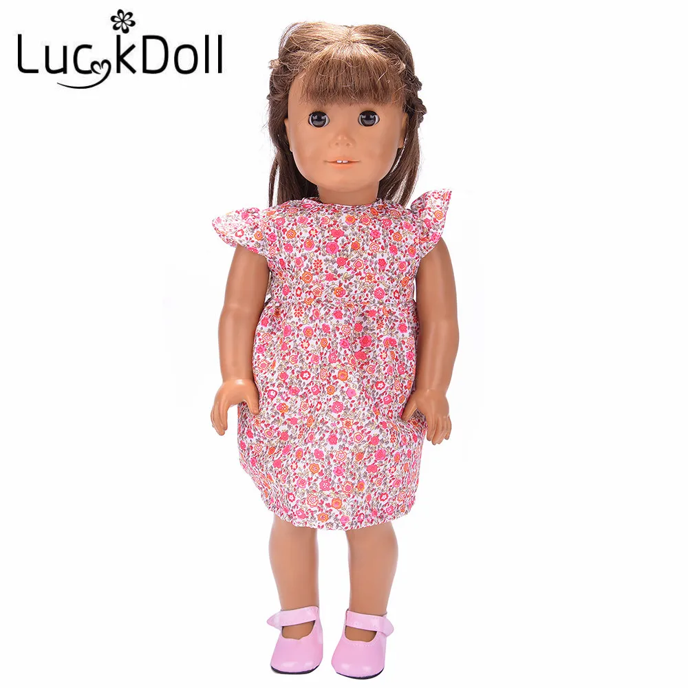LUCKDOLL Цветочное платье размер 18 дюймов американский 43 см Детская кукла одежда