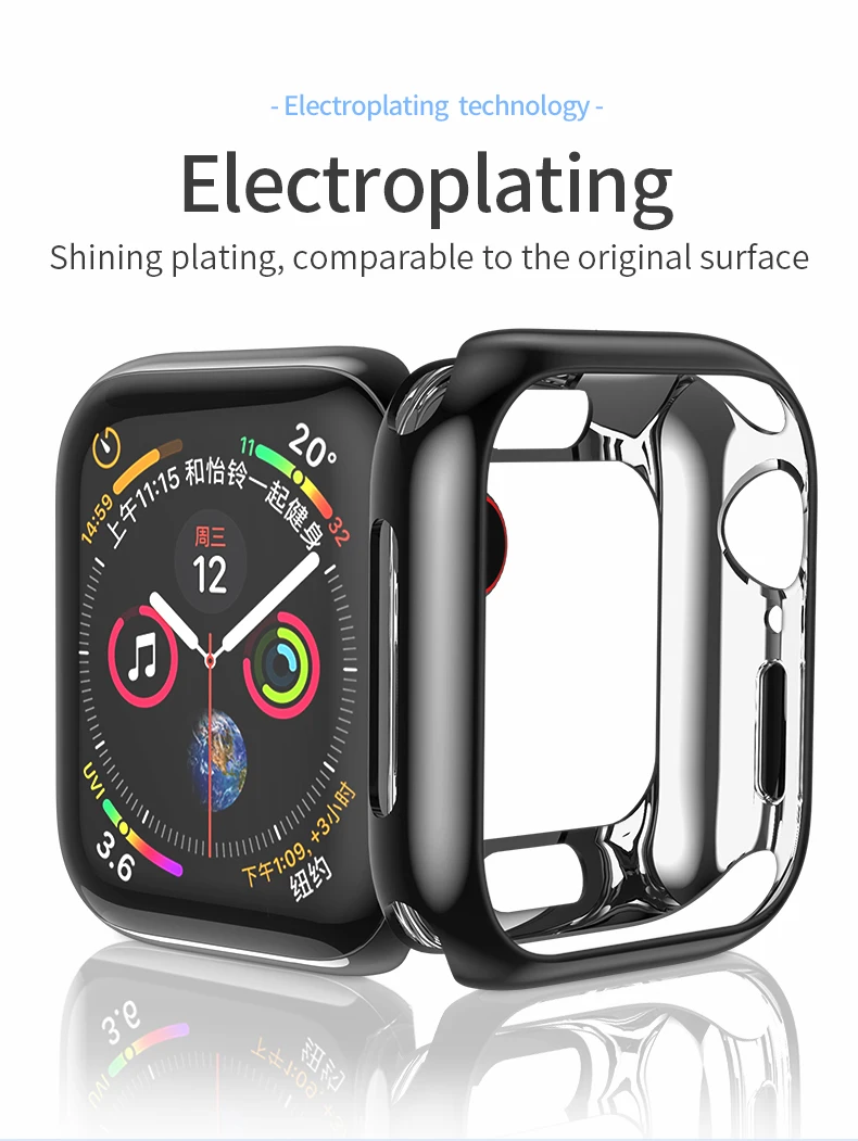 Чехол HOCO для Apple Watch 44 мм iWatch 40 ультратонкий гибкий чехол из ТПУ устойчивый к