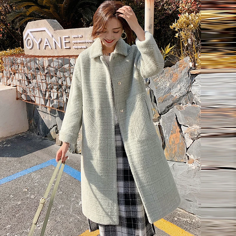 2018 зимние Утепленные длинные шерстяные куртки топы Женское пальто из