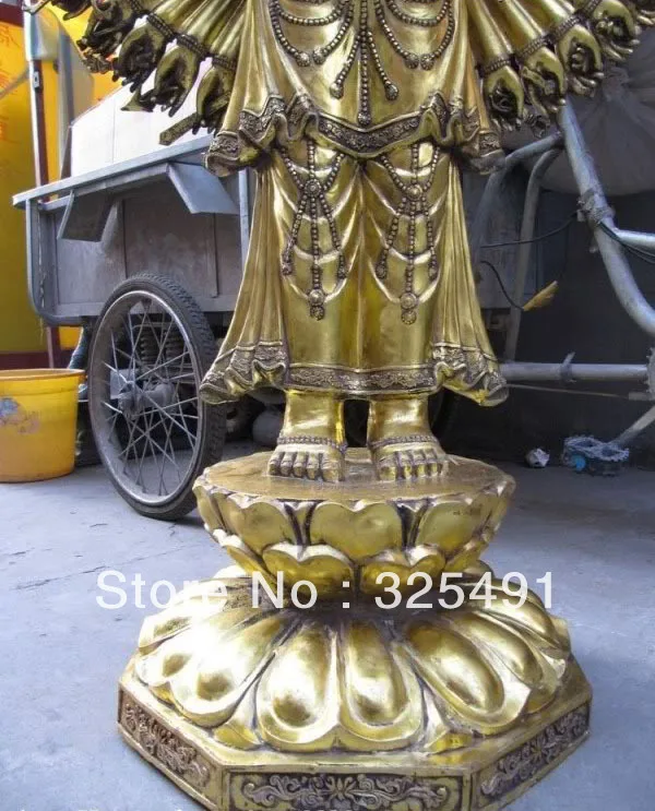 71 тибетская бронзовая позолоченная позолота 1000 руки Avalokitesvara Kwan-Yin Будда Гуаньинь
